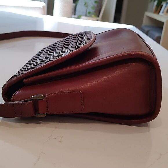 Woven Brown Leather Crossbody Shoulder Bag - Picture 5 of 13